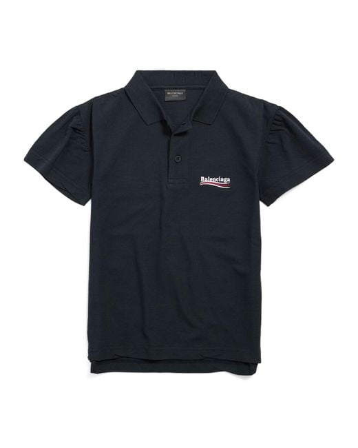 Balenciaga Black Logo Embroidered Short-Sleeved Polo Shirt