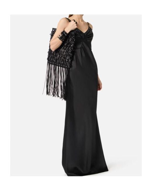 Elisabetta Franchi Black Carpet Satin Mermaid Evening Dress