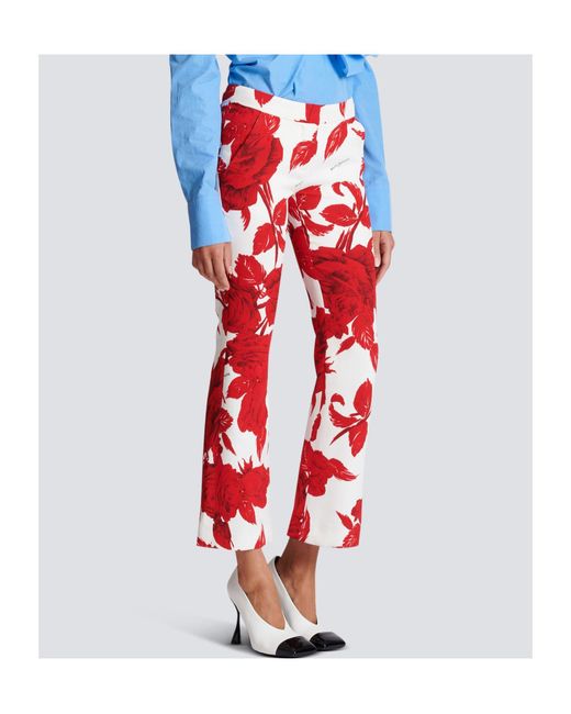 Balmain Rose Printed Flared Pants