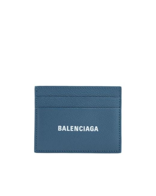 Balenciaga Blue Logo Printed Cash Card Holder for men