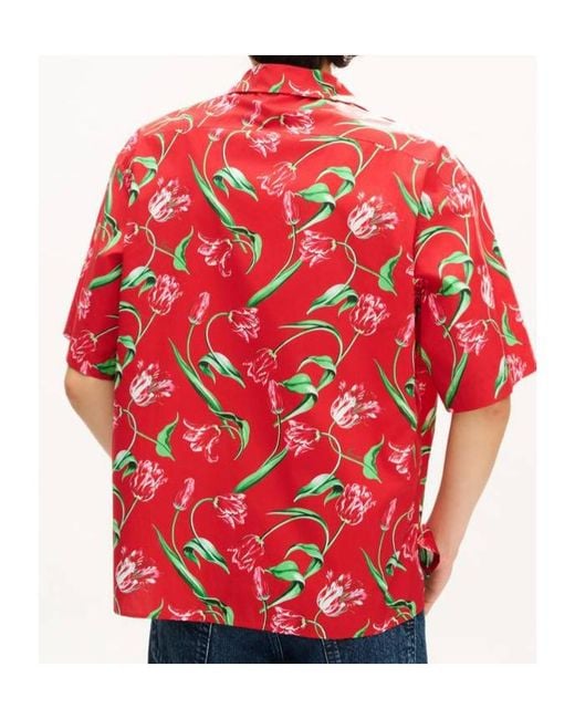 KENZO Red Short Sleeve Button Fastening Shirt for men