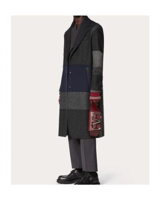 Valentino Blue Patchwork Single-Breasted Coat for men