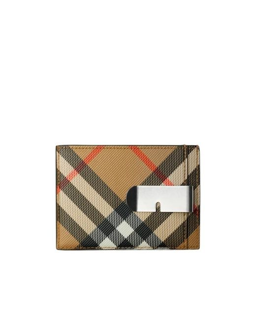 Burberry White Check Pattern Card Holder for men
