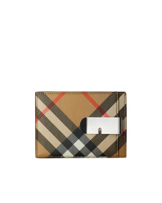 Burberry White Check Pattern Card Holder for men