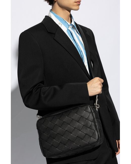 Bottega Veneta Black Intrecciato Medium Shoulder Bag for men
