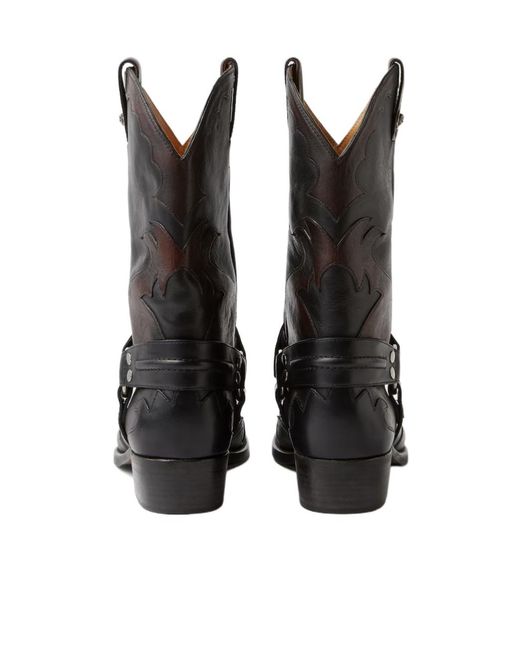 Versace Black Sylvester Harness Western Boots for men