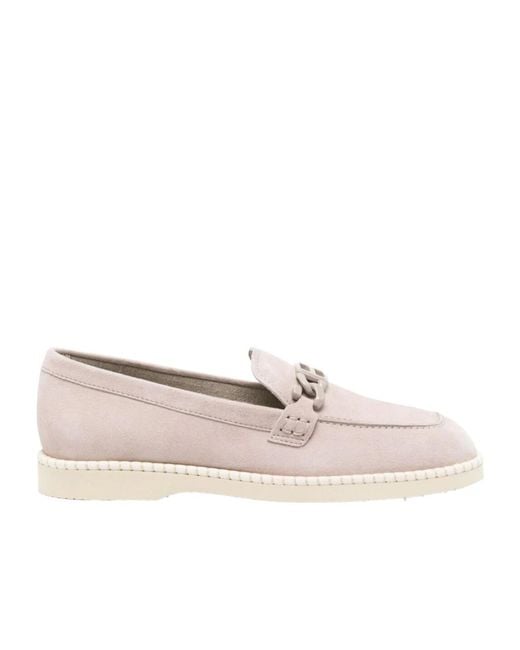 Hogan White Logo-Plaque Suede Loafers