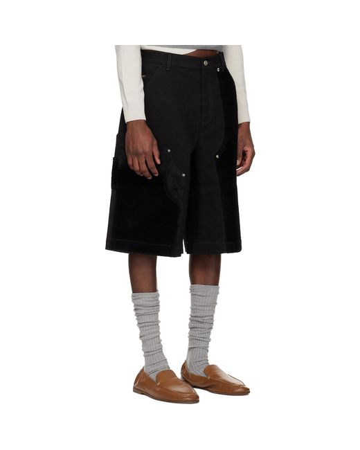 ANDERSSON BELL Black Patchwork Cargo Shorts for men
