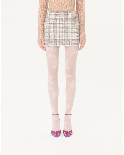 Valentino Natural Square Tweed Miniskirt