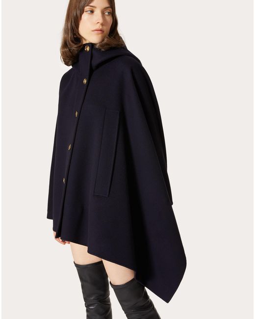 Valentino Blue Asymmetric Hooded Coat