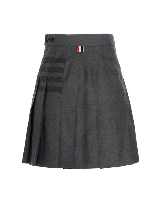 Thom Browne Gray 4 Bar Striped Pleated Mini Skirt