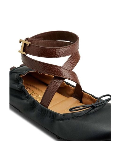 Tod's White Gommino Wraparound Style Ballerina Shoes