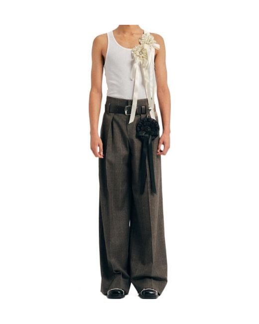 Simone Rocha Black Peeling Waist Wide Leg Trousers for men