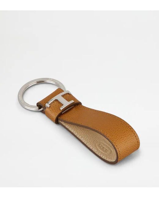 Tod's White Textured Keyring for men