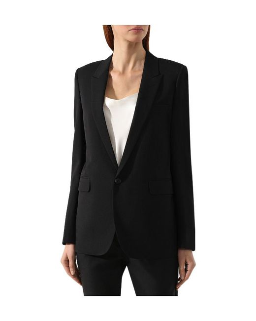 Saint Laurent Black Single-Breasted Long-Sleeved Blazer