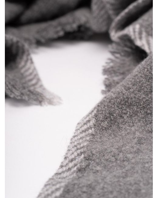 Brunello Cucinelli Gray Fringed Edge Knitted Scarf for men