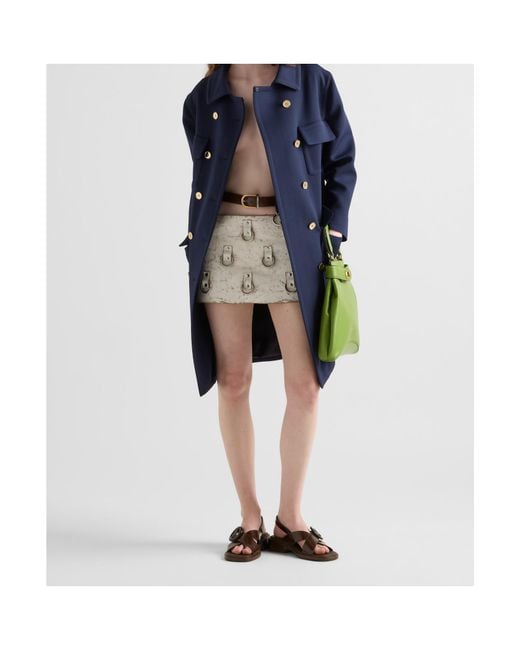 Prada Metallic Embellished Leather Miniskirt