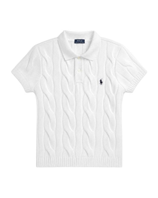 Polo Ralph Lauren White Cable-Knit Polo Shirt