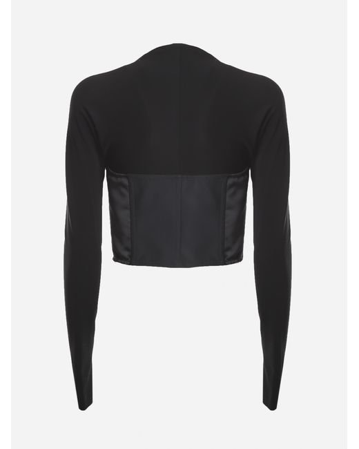 Dolce & Gabbana Black Bodice-Effect Long-Sleeved Top