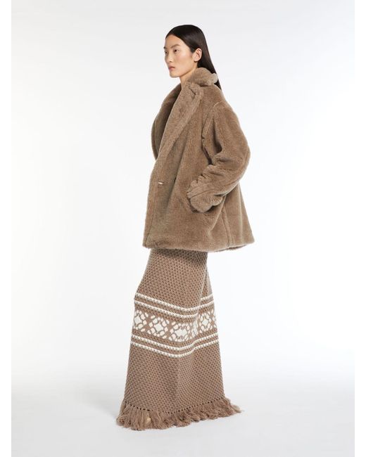 Max Mara Brown Espero Faux-Fur Double-Breasted Coat
