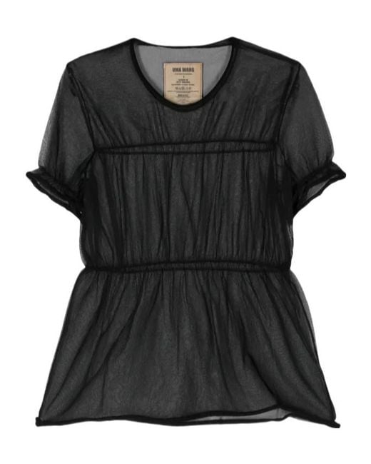 Uma Wang Black Seam-Detail Sheer Blouse