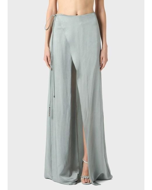 Blumarine Green High Waist Wrap-Detail Trousers