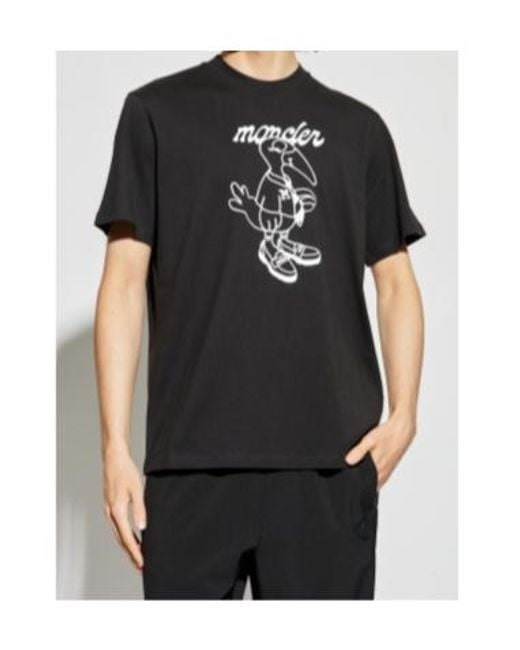 Moncler Black Logo Printed Crewneck T-Shirt for men