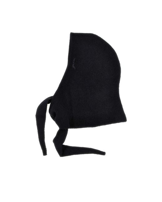 Ganni Black Logo Embroidered Balaclava