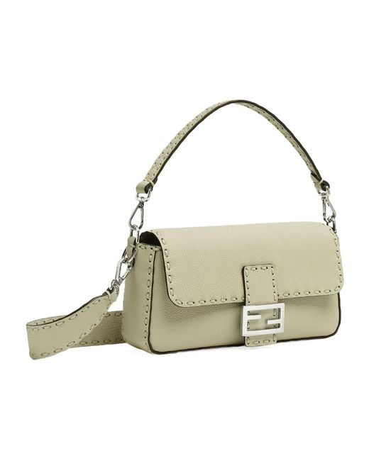 Fendi Metallic Sage Selleria Bag With 612 Hand-Sewn Topstitches