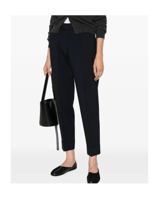 Berwich Black Cropped Turn-Up Trousers