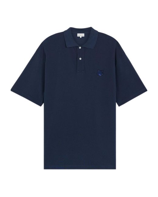 Maison Kitsuné Blue Maison Kitsuné Bold Fox Head Patch Oversized Polo Shirt for men