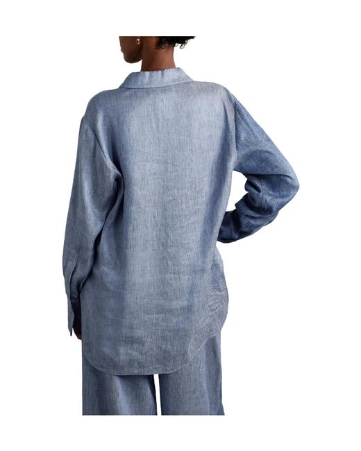 Partow Blue Juliette Two-Tone Chambray Shirt