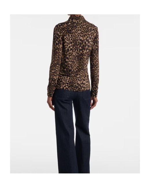 Nili Lotan Brown Celestine Leopard-Print Shirt