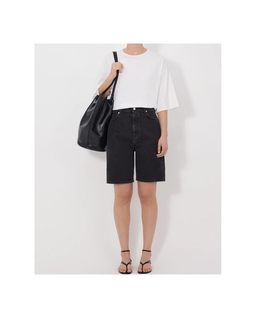 Loulou de Saison Black High-Rise Denim Shorts