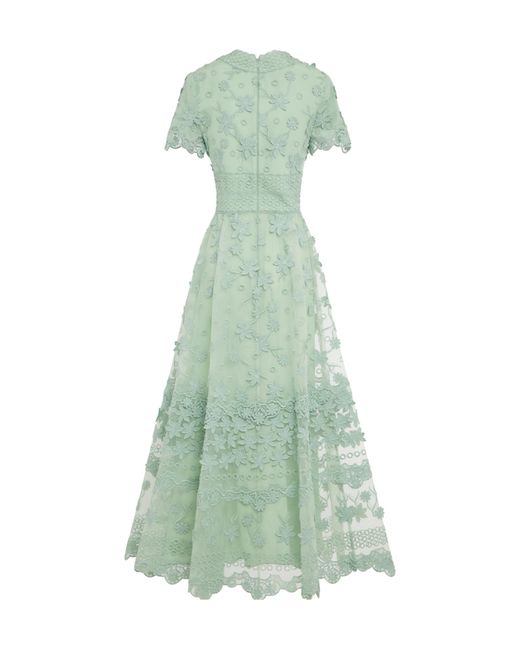 Elie Saab Green Flower Embroidered Dress