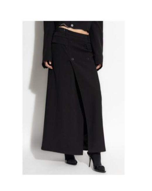 Balenciaga Black Decorative Buttons Maxi Skirt