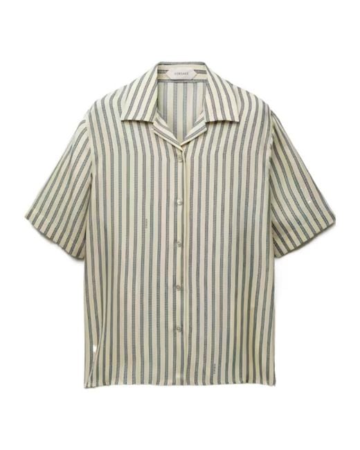 Versace Gray Printed Silk Twill Shirt