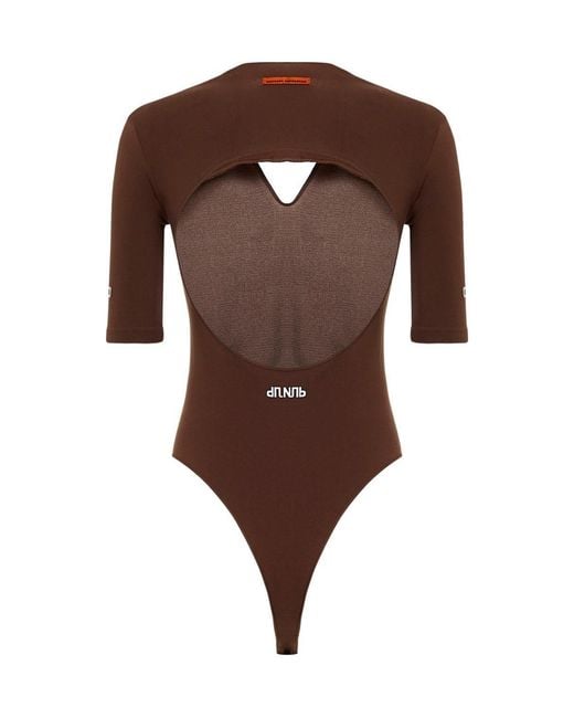 Heron Preston Brown Hollowed-Out Short-Sleeved Jumpsuit