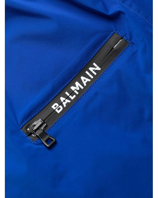 Balmain Blue Logo-Print Swim Shorts for men