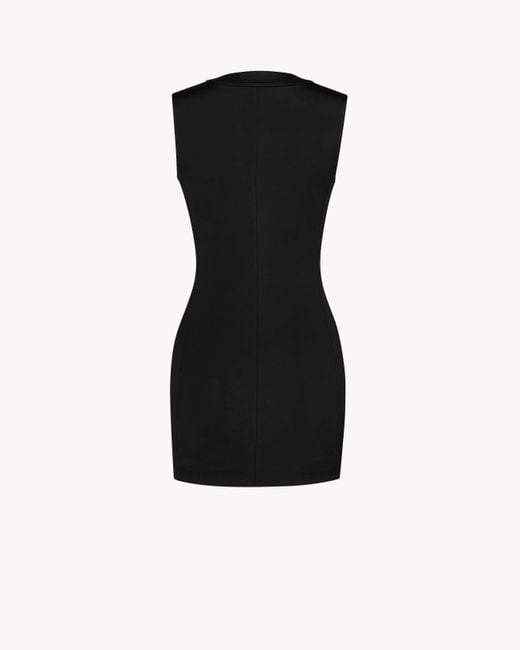 Saint Laurent Black Button Mini Dress