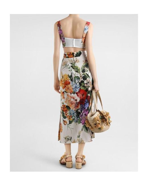 Dolce & Gabbana Pink Flower Bouquet-Printed Bustier Top