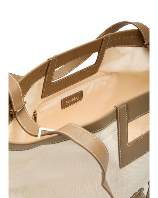 Max Mara Natural Logo-Appliquéd Canvas Tote Bag