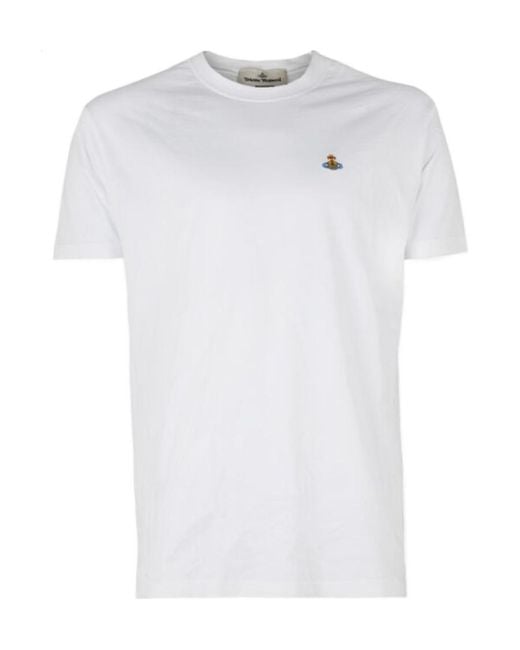 Vivienne Westwood White Orb Embroidered Crewneck T-Shirt for men
