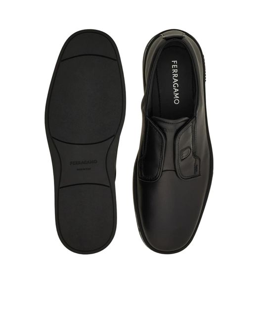 Ferragamo Black Round Toe Business Casual Shoes for men