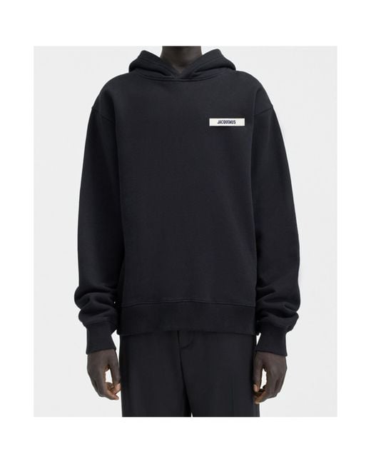 Jacquemus Blue Logo-Appliqué Jersey Hoodie for men