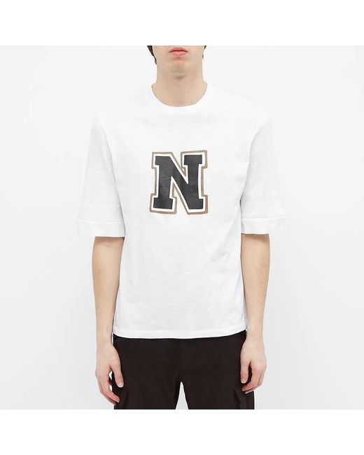 Neil Barrett White Logo Printed T-Shirt for men