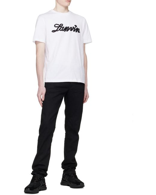 Lanvin White Crewneck Logo-Print T-Shirt for men