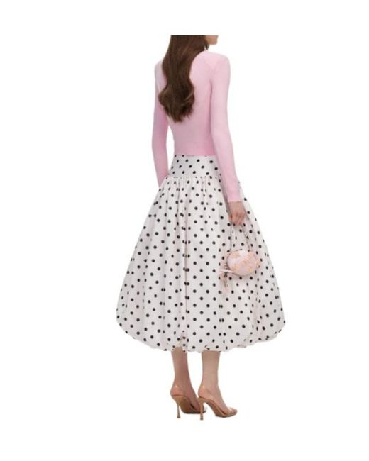 Self-Portrait White Polka-Dot Skirt