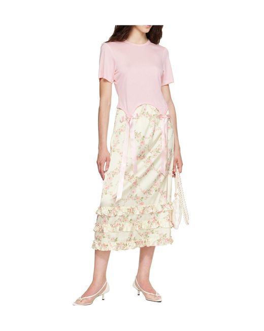 Simone Rocha Pink Bow Tail Easy T-Shirt