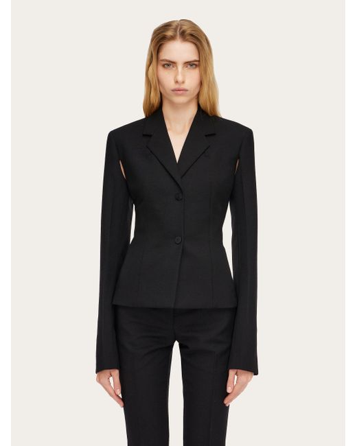 Ferragamo Black Ferragamo Cut-Out Detailed Blazer